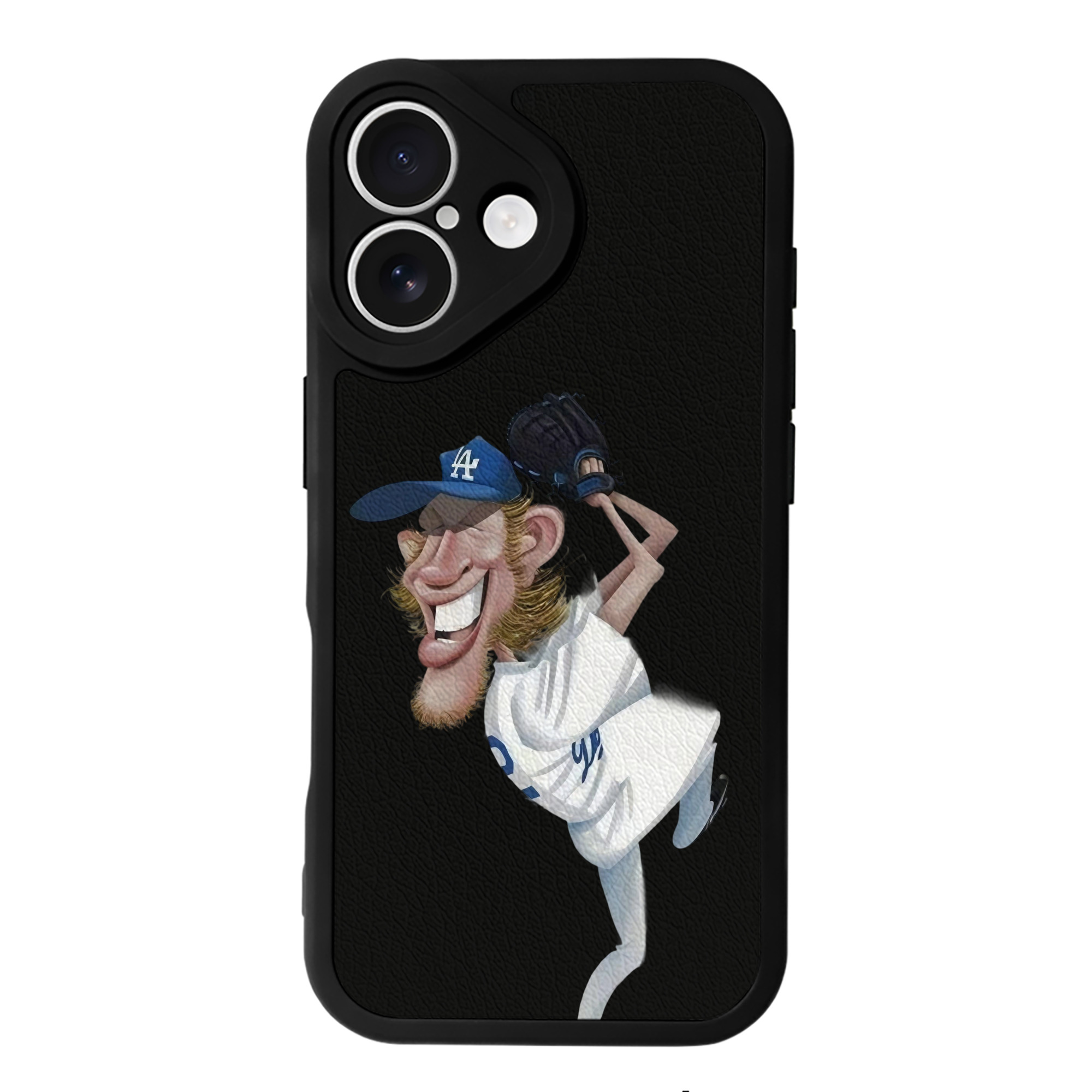 Clayton Kershaw  12 IPhone 16 Silicone Leather Case – UV Print, Lambskin Texture – Perfect Fit, Wireless Charging Compatible, Scratch Resistant, Precise Cutouts – Stylish Protection For IPhone 16